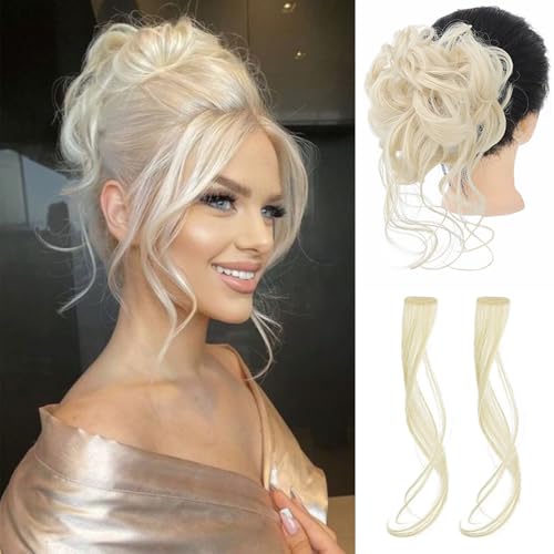 VAVANGA Messy Claw Chignon Bun with Bangs Set