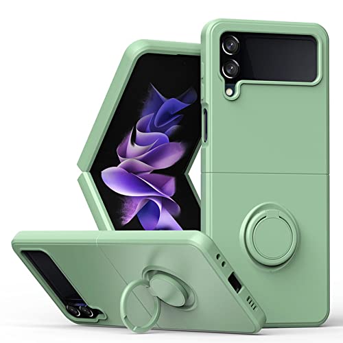 Coque Samsung Z Flip 4 silicone liquide et anneau support antichoc