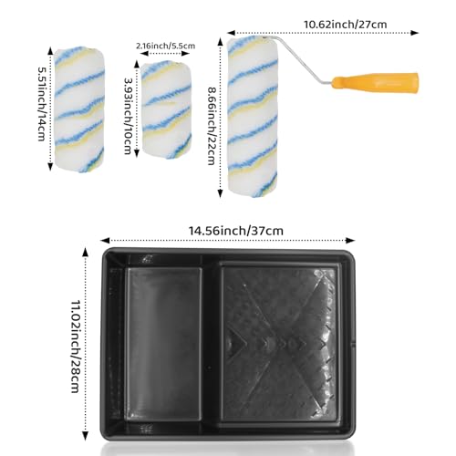 Lxoraziy 4er Farbroller Pinsel Set, Profiqualität Malerrolle, Streichen Zubehör für Farben, Lackrollen für Lacke, für Wandfarbe Walze Farbwalze(9/6/4Farbroller)