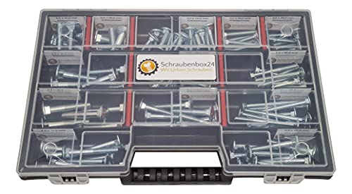 Flachrundschrauben Sortiment M5-M6-M8 // 30mm-60mm 115 tlg. Schraubenbox DIN 603
