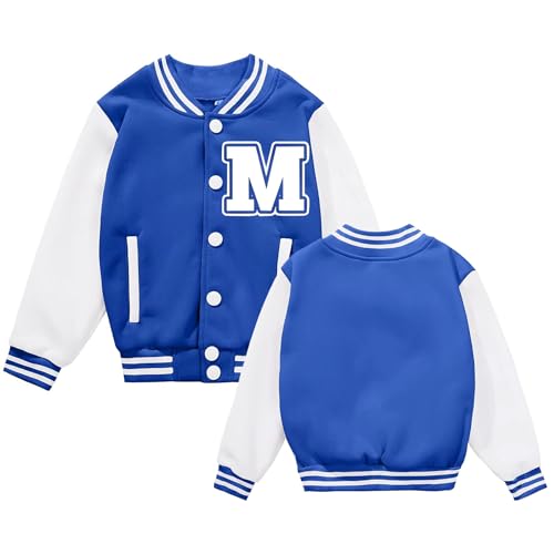 Image of BAICAIYU Kids Baseball Jackets Boys and Girls Varsity Coat Buttons Cardigan Letter Sport Letterman School Jacket