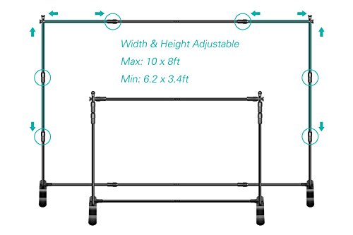 Emart 10 X 8Ft (W X H) Photo Backdrop Banner Stand - Adjustable Telescopic Tube Trade Show Display Stand, Step And Repeat Frame Stand For Professional Photography Booth Background Stand Kit #TOP1