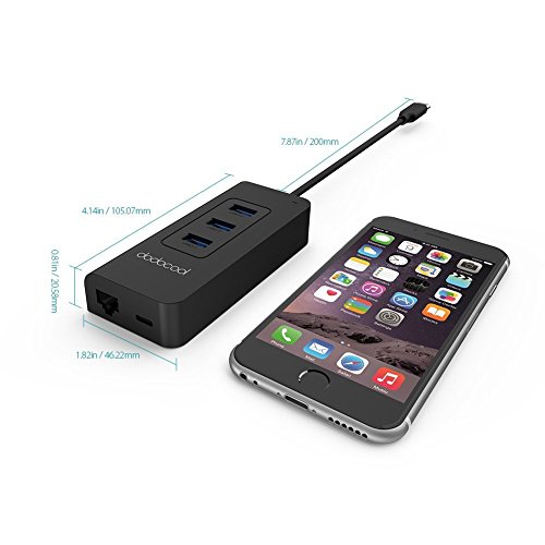 Dodocool Hub USB C com 3 portas USB 3.0 e adaptador Gigabit Ethernet Power Delivery 2.0 para Apple M