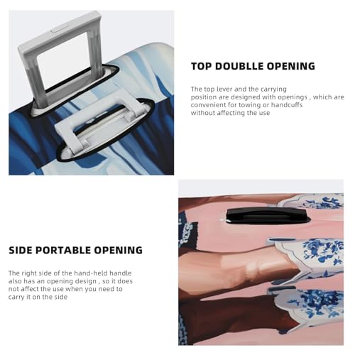 Two Women Cowgirl Boots Blue Short Dress Elastic Travel Luggage Covers Dustproof Scratch-Resistant Suitcase Protector Fit 22-24 Inch3