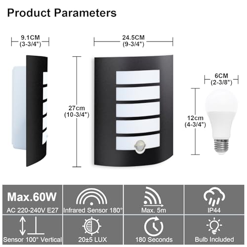 Allesgute Outdoor Wall Lights with PIR Motion Sensor - Image 4