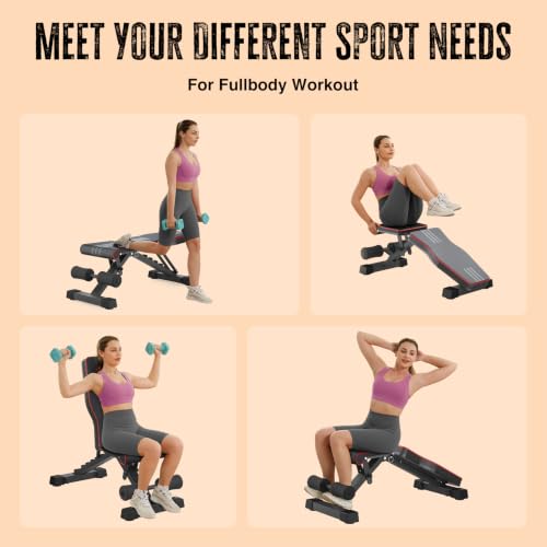 Image of Multi-Function All in 1 Weight Bench Set - Multi-Positions Heavy Duty Weight Lifting Sit Up Bench Workout Benchs Folding Bench Press for Home Gym
