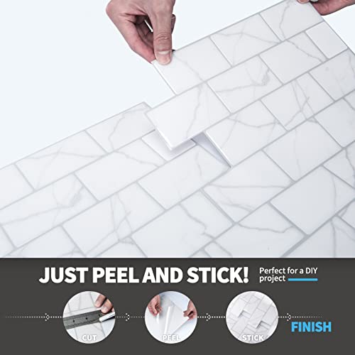 Art3D 12" X 12" Peel And Stick Backsplash Tiles For Kitchen (White Marble) #TOP7
