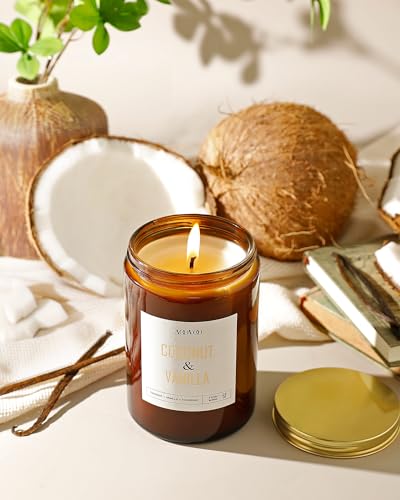 Image of AOOVOO Vanilla Coconut Candle - Large Scented Candles 22oz, Soy Candles, Aromatherapy Candle, Soy Wax Candle