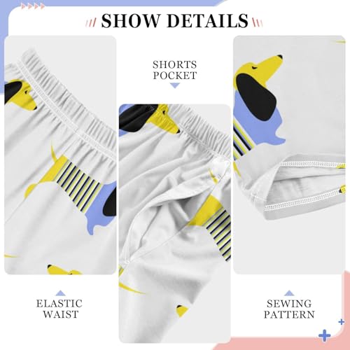 Boys' Pants Scandinavian Dog Blue Yellow Cartoon Long Bottoms Jogger Pants Elastic Waist Trousers with Pockets S-XL4