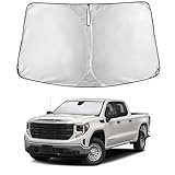 EcoNour Windshield Sunshade Compatible for Chevy Silverado/GMC Sierra 1500 2500 3500 2019-2024 2025 2026, Front Windshield Sun Shade Cover, UV Heat Protector, Car Sun Visor Interior Heat Protection