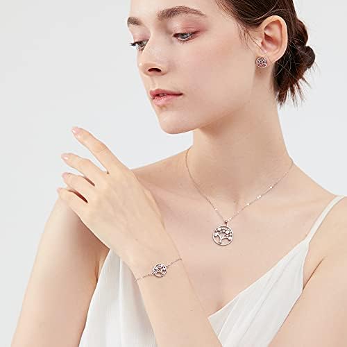Lydreewam Tree of Life Bracelet for Women 925 Sterling Silver 3A Cubic Zirconia Bracelet Gift Box Packed, Adjustable 16+3cm