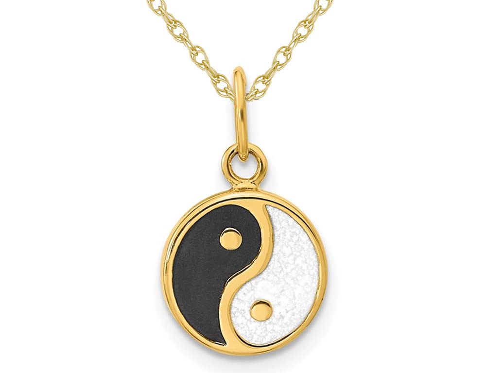 14K Yellow Gold Yin-Yang Charm Pendant Necklace with Chain, (02QGG1477)