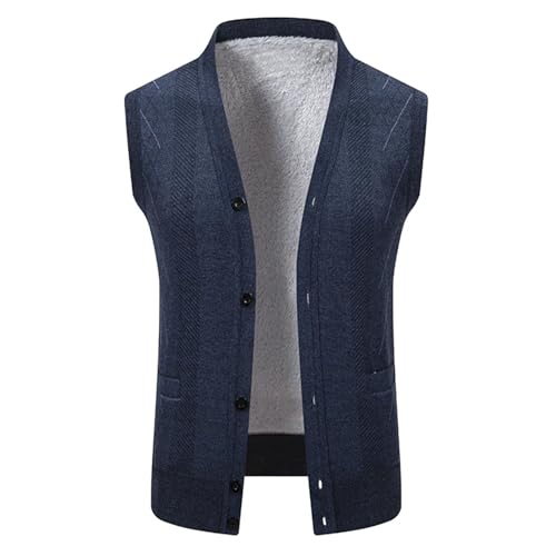 Men Casual Office Patchwork Sweater Cardigan Vest Winter Holiday Warm Slim V-Neck Knit Waistcoat3