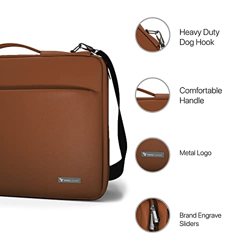 Image of Vaku Luxos Da Valencia 13 inch|14 inch Inch Laptop Bag Leather Collection Messenger Organizer Shoulder Sling Office Bag for Men & Women With Adjustable Strap for Laptop and MacBook