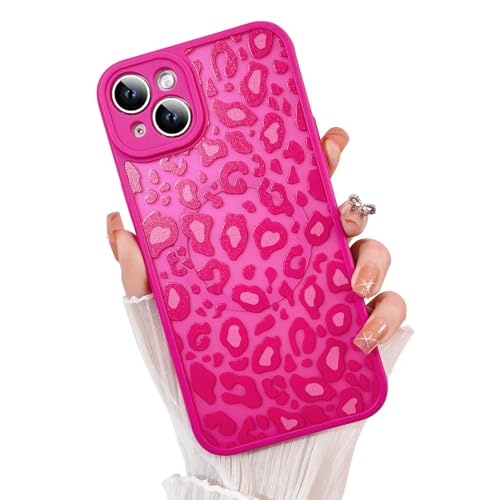 Image of KANGHAR Case for iPhone 15 Plus Hot Pink Leopard Printed Pattern | Cute Cheetah [Compatible with Magsafe] Protective Magnetic Case for Girls Women 6.7 inch