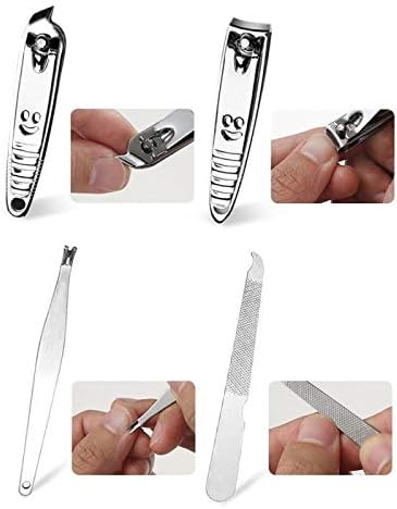 OFCRVA Stainless Steel Nail Clipper Cutter Trimmer Grooming Kit Manicure Set Pedicure Toe Art Tools Kits