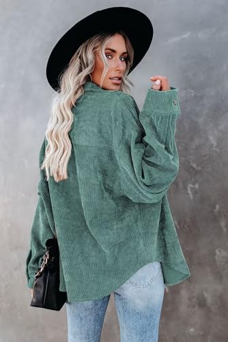 JOCAFIYE Womens Corduroy Shirt Casual Long Sleeve Button Down Jacket Fall Oversized Blouses Tops 20243
