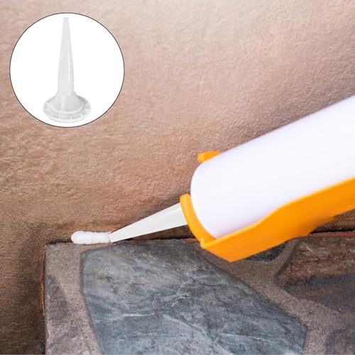 Molbory 25 Stück Abdichtungsdüsen Kegel Weiß Silikondüsen, Silikon Kegel Kartuschenspitzen für Wurstabdichtpistole, wiederverwendbarer Abdichtdüsen-Applikator, langlebige Epoxid-Kolbenabdichtungskappe