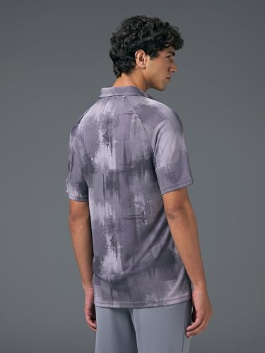 Image of TECHNOSPORT Mens Slim Fit All Over Print Half Sleeve Polo T-Shirt with UPF50+, Quick Dry for Regular Use
