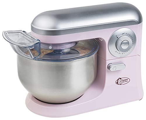 Bestron Küchenmaschine im Retro Design mit Schneebesen, Knethaken und Rührarm, Sweet Dreams, 1200 Watt, Rosa – Bild 3
