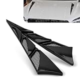 Tippwoo 2 PCS Car Air Vent Decorative Panel, Shark Fin Design, Waterproof Vehicle Hood Side Spoiler Accessories, Universal Durable Automotive Air Intake Trim Replacement (Black)
