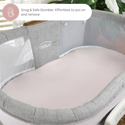 Image of TansyPanda Muslin Halo Bassinet Sheets for BassiNest Luxe Swivel, Soothing, Swivel, Lite, Essential Sleeper, 3 Pack, 33 X 17 Inch, Ultra Soft, Snug Fit, Unisex Boys Girls, Gray White (Pink)