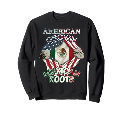 American Grown Mexican Roots Love Flag Tee Funny USA Mexico Sweatshirt