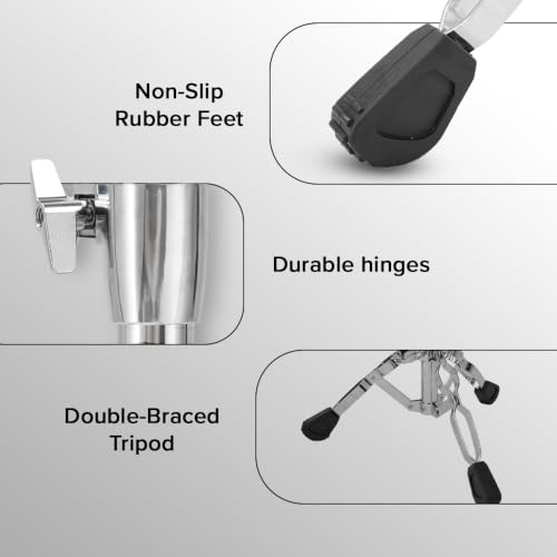 Image of Kadence SNJ01 Jamming Series 2.1kg Snare Stand | Adjustable Height & Gear Tilter | Double-Braced Tripod | Foldable Design | Chrome Finish