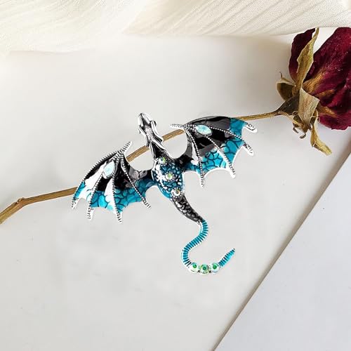 Image of Vintage Punk Dragon Animal Brooch - Domineering Flying Dragon Personality Clothing Accessories for Men and Women