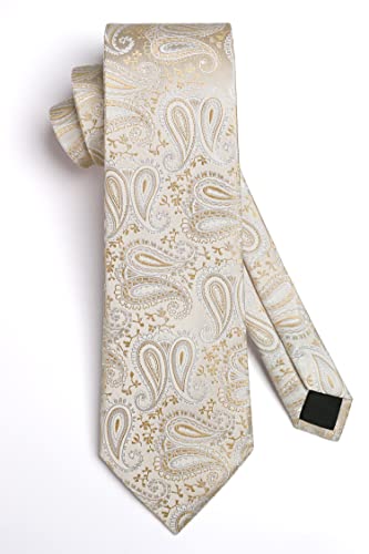 Image of HISDERN Ties for Men Paisley Floral Tie Handkerchief Classic Woven Business Formal Necktie and Pocket Square Set Wedding