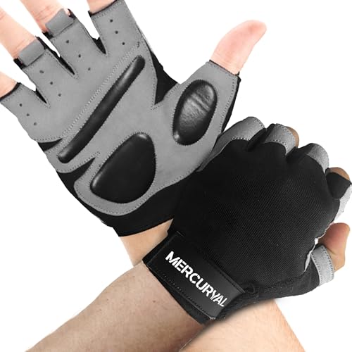 MERCURYAL Pack de 2 Guantes Gimnasio Hombre - Guantes de Gimnasio para Entrenamiento de Fitness, Dominadas - Guantes Gym (Muñeca Corta, L)