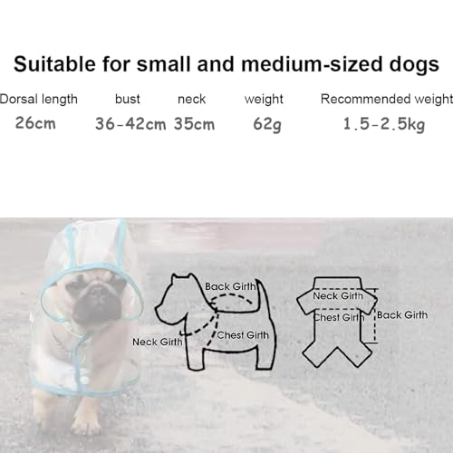 SSyang Pet Raincoat, Raincoat for Dogs with Hood Waterproof for Small and Medium Dogs Adjustable Transparent Poncho Raincoat (M,Blue) - Image 2