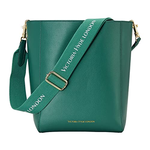 VICTORIA HYDE Sac à main pour femme en cuir PU véritable Grande capacité Sac à bandoulière pour femme pour le shopping et le travail (Vert)