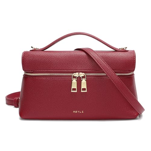 Keyli Bolsa tiracolo feminina pequena com alça superior bolsa de ombro fashion bolsa de ombro bolsa de couro silenciosa moderna, 1.0-vinho tinto
