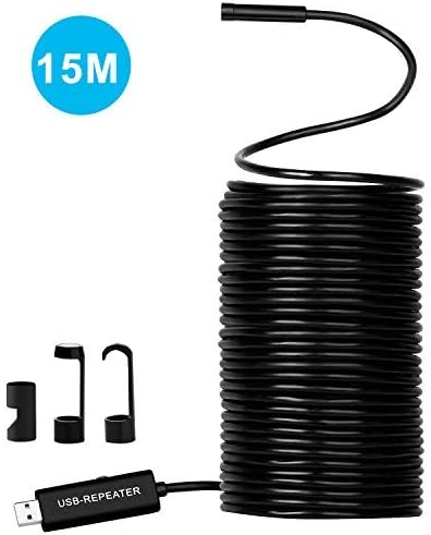 50FT Cable HD USB Endoscope Upgraded Semi-Rigid Borescope Snake Camera 2.0 Megapixels CMOS HD Waterproof Snake Camera
