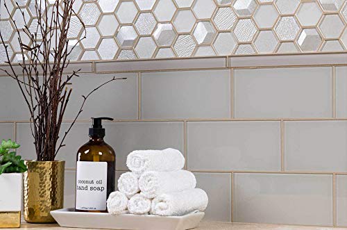 Modern Hexagon White Glass Mosaic Tile Kitchen Backsplash Bathroom Mto0302 #TOP2
