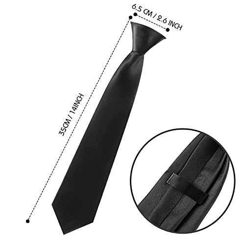 2 Pieces 14 Inch Boy's Clip-on Ties Solid Color Clip-on Ties Pre-tied Neckties for Office School Graduation2