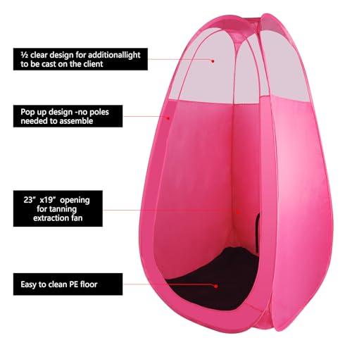 Image of Spray Tan Tent with Tan Spray Tanning Essentials Kit, Pop Up Portable Professional Mobile Self Tanning Tent Booth with Carry Bag & Waterproof Floor (PINK)