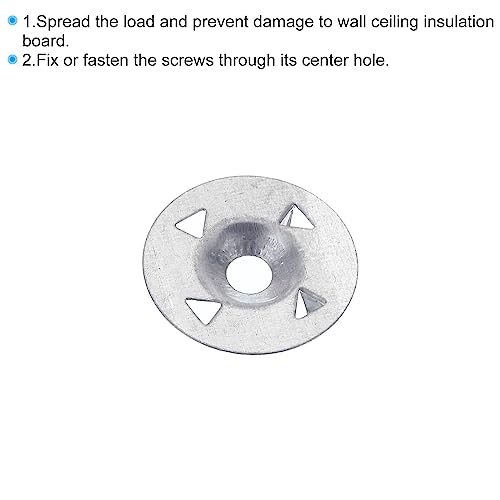 PATIKIL 28mm Dia. Washers for Fixing Insulation Board 500 Pack Flat Metal Gaskets Pin Fasteners for Fasten Foam Panels Sheets Gypsum Board to Wall Ceilings - Image 4