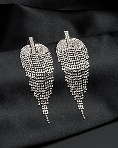 Badgley Mischka Women's Earrings - Wedding Bridal Elegant Crystal Chandelier Drop Dangle Earrings, Post Closure, Size One Size, Half Circle/Bar2