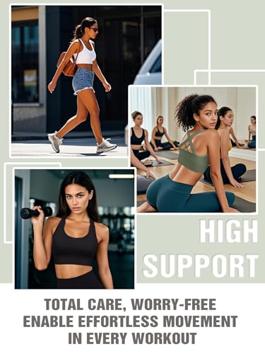 Image of Sports Bras for Women High Support, Multipack Padded Supportive Criss Cross Back Wireless Running Yoga Workout Bra