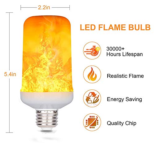 LEDERA LED Flame Light Bulbs, Realistic Flickering Flame Light Bulbs with Upside Down Effect, E26 Base Flame Effect Light Bulbs for Halloween Decorations/Hotel/Bar Party Decoration (2 Pack)