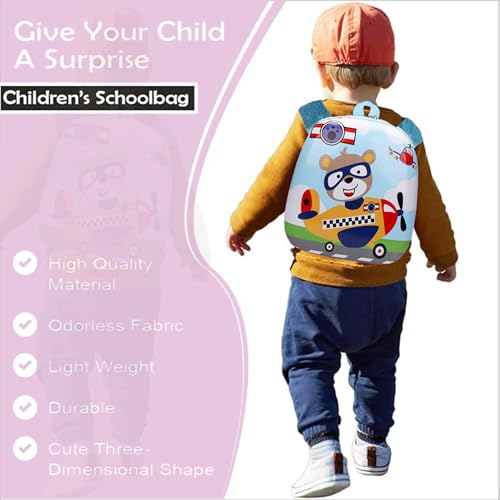 Image of BabyMoon Eggshell Multipurpose Kids Backpack | Children's School Bag for Boys & Girl's | Kids Travel Backpack | Airplane Blue
