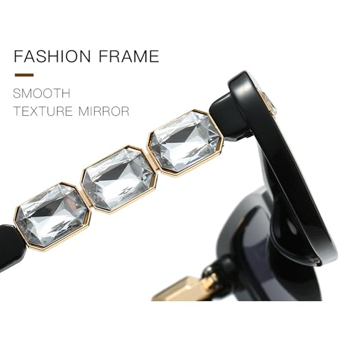 bullabulling Y2K Square Sunglasses for Women Vintage Butterfly Sparkling Crystal Trendy Retro Sunglasses3