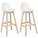 WOLTU 2 x Taburetes de Bar con Respaldo Marco de Madera Maciza Taburetes Altos Bar Imitación de Cuero Sillas Cocina Sillas Bar Paquete de 2 Blanco BH44ws-2