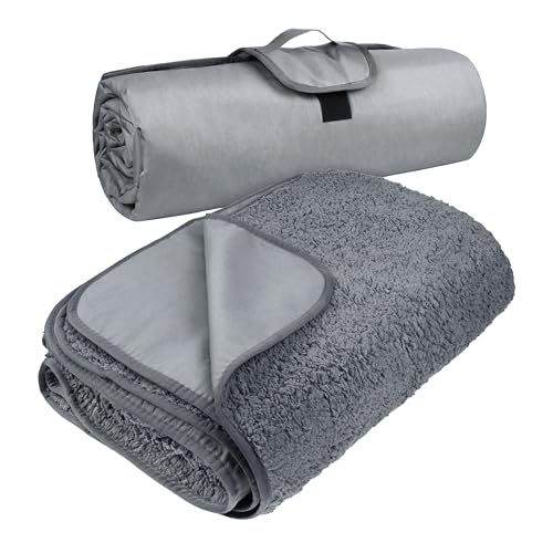 Image of Tirrinia Large Waterproof Outdoor Blanket, Soft Warm Windproof Stadium Blanket with Sherpa Fleece and Foldable for Outdoor Sport, Baseball, Football, Beach, Concerts, Car