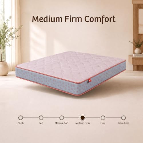 Image of Kurlon Ortho Plus Spring Mattress | Double Size 75x48x10 Inches | Medium Firm Pocket Spring Core | Optimal Airflow Comfort | Ergonomic Body Support | Undisturbed Couple Sleep | 10 Years Warranty