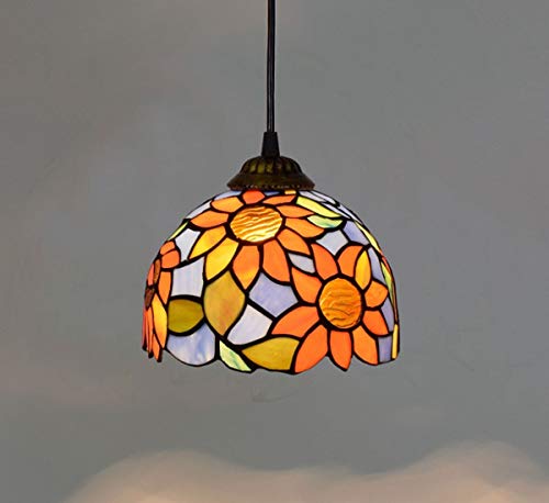 Lámpara de pie estilo Tiffany y vitrales de girasol vintage para decoración de interiores