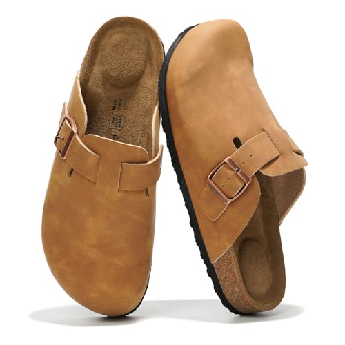Image of Project Cloud 100% Genuine Leather Footbed Clogs for Women - Memory Foam Arch Support Slippers for Women - Trendy Slip-ons Women's Mules & Clogs Sandals