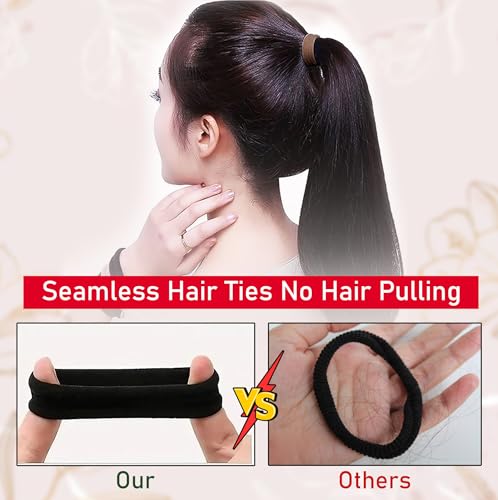 Image of GLUN Hair Rubber, Dark Colours Headband Hair Accessories, Women Hair Bands for Girls Headwear Don't Hurt Hair Bands 100 Pieces Pack